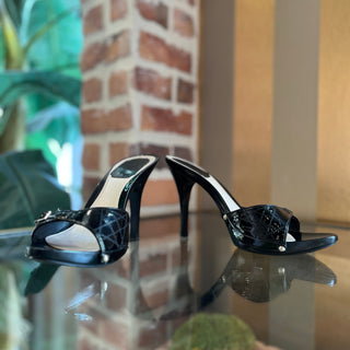 DIOR Quilted Black Patent Leather Heels SZ 38.5 (US 8.5)
