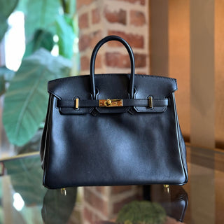 HERMES Birkin 25 Noir Swift Top Handle