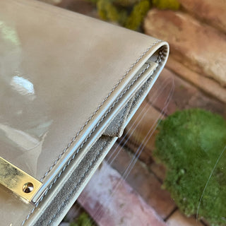 JIMMY CHOO Milla Beige Patent Leather Clutch
