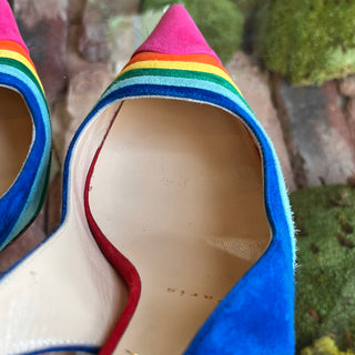 CHRISTIAN LOUBOUTIN Degradama 80 Rainbow Suede Slingback Pumps SZ39(9US)