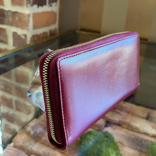 GUCCI 1955 Horsebit Red Leather Zip Around Wallet