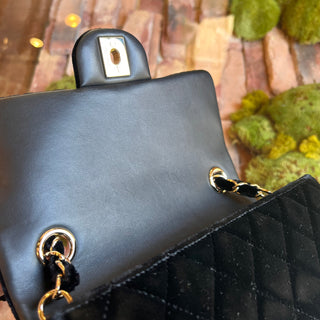 CHANEL Small Flap Black Velvet Shoulder Bag