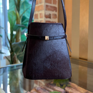 TOTEME Belted Wine Pony Hair Bucket Bag