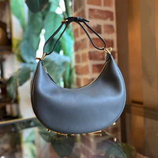 FENDI Fendigraphy Small Gray Vitello Grace Matte Antracite Hobo Bag