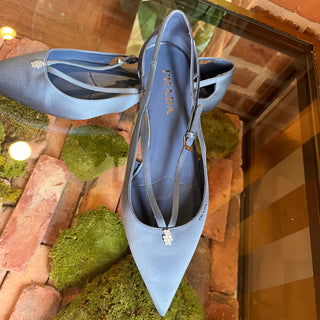 PRADA Blue Satin Crystal Ballet Flats SZ 41 (US 11)