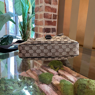 GUCCI Dark Brown Monogram Canvas Messenger Bag