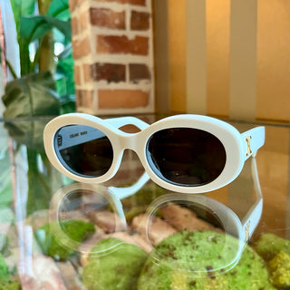 CELINE CL 40194U White Oval Acetate Sunglasses