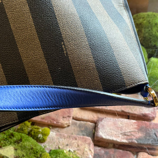 FENDI Pequin Stripe Coated Canvas Hobo Bag