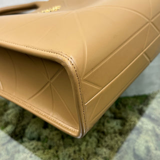 PRADA Symbole Small Beige Khaki Leather Tote Bag