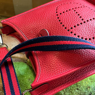 HERMES Evelyne TPM Red Clemence Leather Crossbody