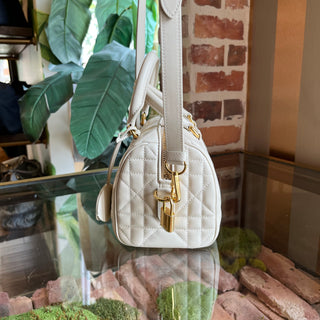 DIOR Groove 20 Dusty Ivory Calfskin Macrocannage Satchel Bag