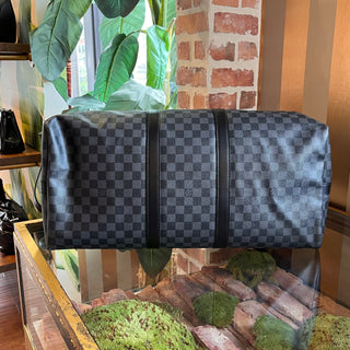 LOUIS VUITTON Keepall Bandouliere 55 Damier Graphite Canvas Duffel Bag