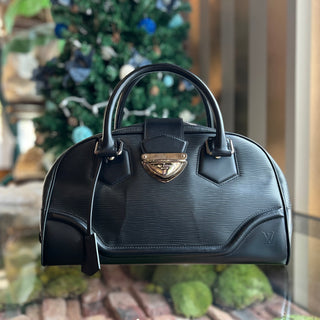 LOUIS VUITTON Bowling Montaigne GM Black Epi Leather Satchel Bag