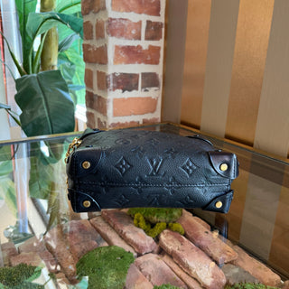 LOUIS VUITTON Petite Malle Souple Black Monogram Empreinte Leather Top Handle Bag