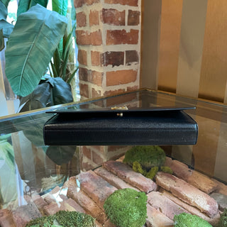 SAINT LAURENT Kate Black Grain de Poudre Leather Clutch