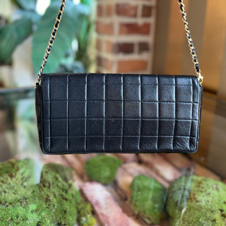 CHANEL East West Chocolate Bar Flap Black Lambskin Shoulder Bag