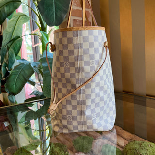 LOUIS VUITTON Neverfull GM White Damier Azur Canvas Tote Bag