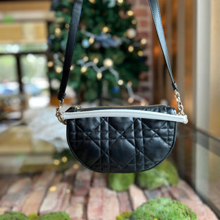 CHRISTIAN DIOR Dior Vibe Small Black Lambskin Cannage Shoulder Bag