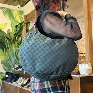 GUCCI Green GG Monogram Canvas Hobo Bag