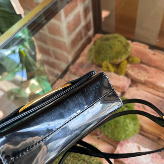 SALVATORE FERRAGAMO Vara Bow Black Patent Leather Clutch Bag