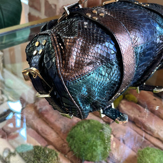 VERSACE Python Multicolor Medusa Frame Top Handle Bag