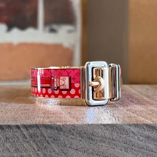 LOUIS VUITTON Rose Gold Plated Pink Enamel Confidential Cuff SZ S