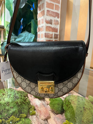 GUCCI Small Padlock GG Supreme Monogram Calfskin Messenger Shoulder Bag