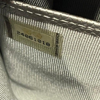 CHANEL Classic Silver Metallic Quilted Flap Wallet