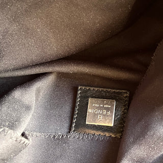 FENDI Baguette Vintage Black Neoprene Double Flap Shoulder Bag