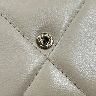 CHANEL Chanel 19 Beige Quilted Lambskin Card Holder on Chain