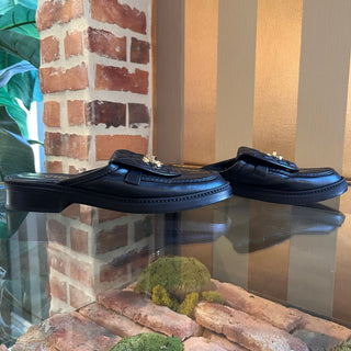 CHANEL CC Quilted Black Lambskin Slip On Mules SZ 37 (US 7)