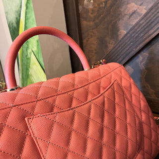 CHANEL Pink Caviar Leather Top Handle
