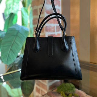 GUCCI 1961 Medium Black Smooth Calfskin Leather Tote Bag