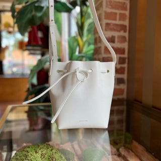 MANSUR GAVRIEL White Leather Mini Bucket Bag