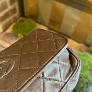 CHANEL Vintage Brown Lambskin Leather Clutch Bag