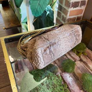 PRADA Pitone Delave Flap Beige Snakeskin Shoulder Bag