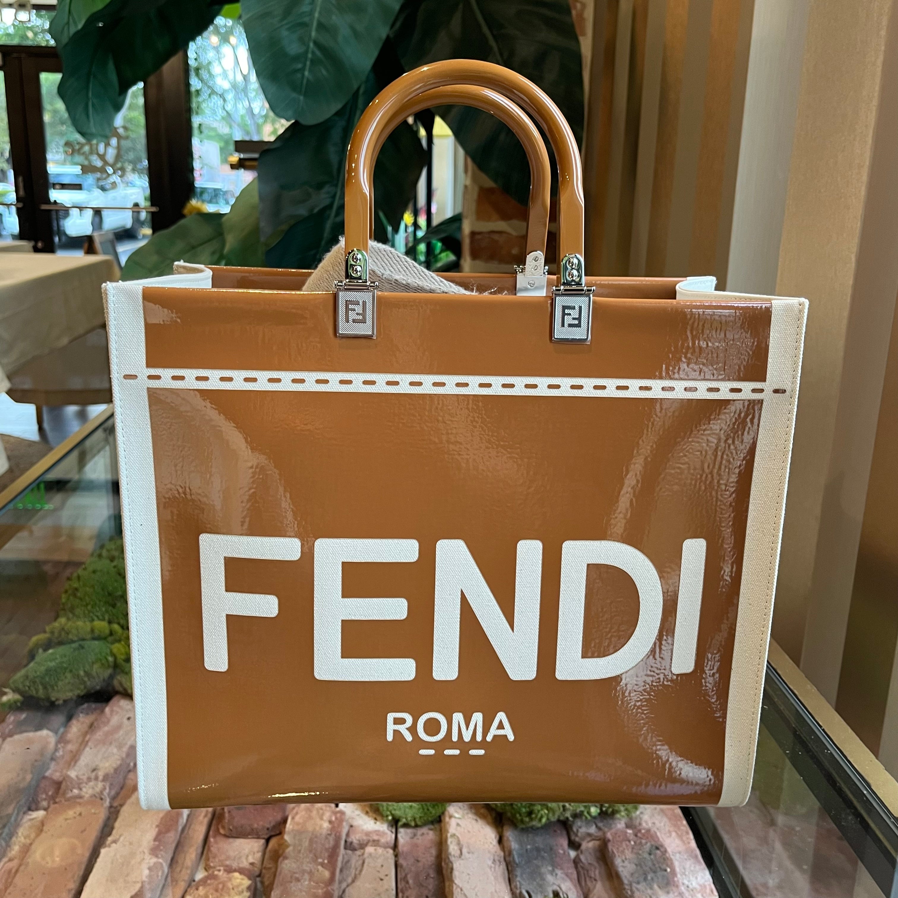 Fendi Roma Large Canvas Shopper Tote Bag