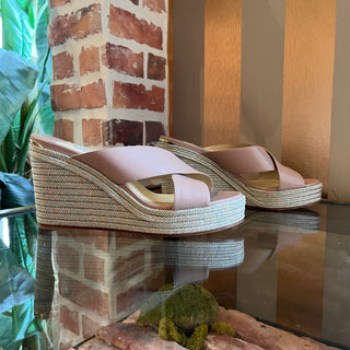 JIMMY CHOO Dovina 100 Glitter Nude Wedges SZ 41 (US 11)