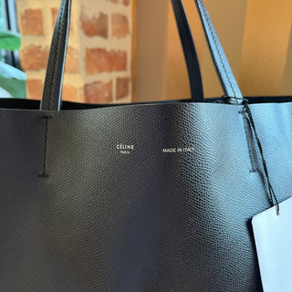 CELINE Horizontal Cabas Black Grained Calfskin Shopping Tote Bag