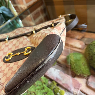 GUCCI Horsebit 1955 Messenger Maroon Gg Monogram Canvas Crossbody Bag
