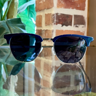 SALVATORE FERRAGAMO SF307S 414 Navy Blue Tortoise Acetate Aviator Sunglasses