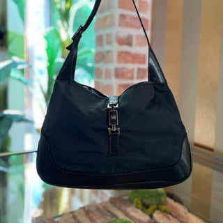 GUCCI Jackie Black Nylon Shoulder Bag