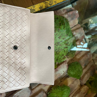 BOTTEGA VENETA Pink Intreccciato Woven Wallet