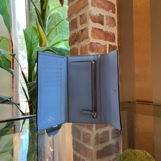 VALENTINO Rockstud Light Blue Grained Leather Wallet