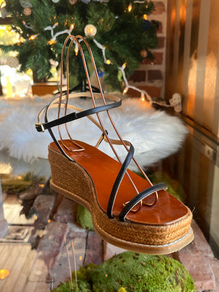 JIMMY CHOO Black Drive Strappy Espadrilles SZ 37