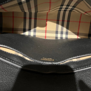 BURBERRY Note Medium Vintage Check Black Leather Crossbody Bag