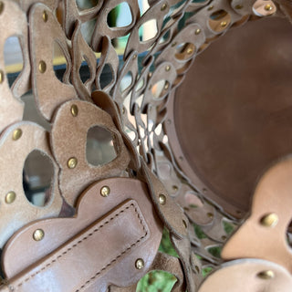 SAINT LAURENT Studded Seau Coeur Vegetable Tanned Calfskin Vintage Brown Bucket Bag
