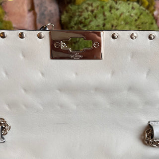 VALENTINO Rockstud Spike Denim Nappa Leather Wallet on Chain Crossbody Bag