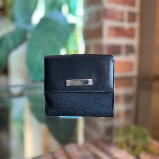 GUCCI Vintage Black Canvas Bifold Wallet