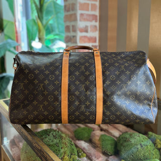 LOUIS VUITTON Keepall Bandouliere 55 Monogram Brown Canvas Duffel